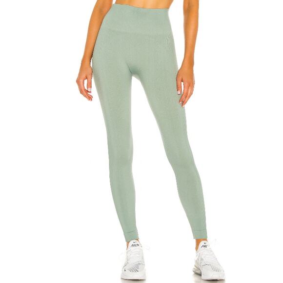 Set Active Sculptflex Power Leggings High Rise Ribbed Trim Yoga Aspen Green S - Picture 1 of 4